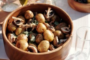 Fresh Vegetables in Wooden Bowl