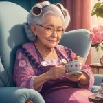 Mamie tenant une tasse de thé